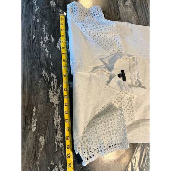 J. Crew Women’s Cotton Dress Size 10 Pockets White Boho Eyelet Breathable - Picture 13 of 15